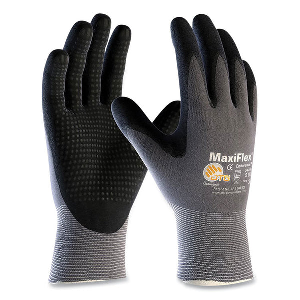 MaxiFlex® Endurance Seamless Knit Nylon Gloves, Large (Size 9), Gray/Black, 12 Pairs (PID34844L)