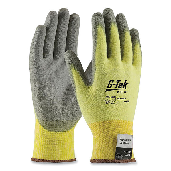 PIP G-Tek KEV Cut-Resistant Seamless-Knit Gloves, Large (Size 9), Yellow/Gray, 12 Pairs (PID09K1250L) 1 Dozen