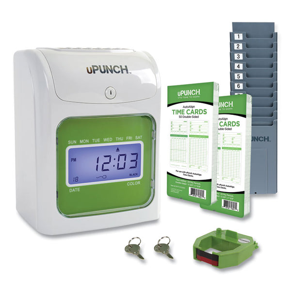 uPunch™ HN1500 Electronic Non-Calculating Time Clock Bundle, LCD Display, Beige/Green (PPZHN1500) Each