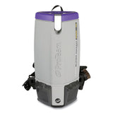 ProTeam® Super Coach Pro 10 Backpack Vacuum with Xover Fixed-Length Two-Piece Wand, 10 qt Tank Capacity, Gray/Purple (PTM107304) Each