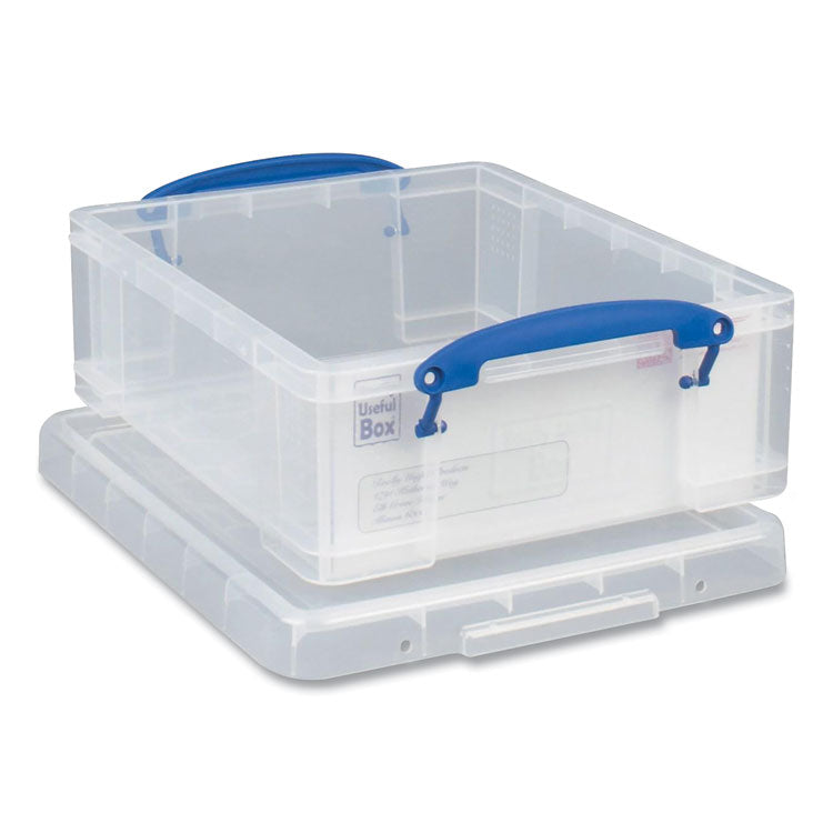 Really Useful Box® Snap-Lid Storage Bin, 2.14 gal, 11" x 14" x 5", Clear/Blue, 5/Pack (RUA81CPK5CB) Pack of 5