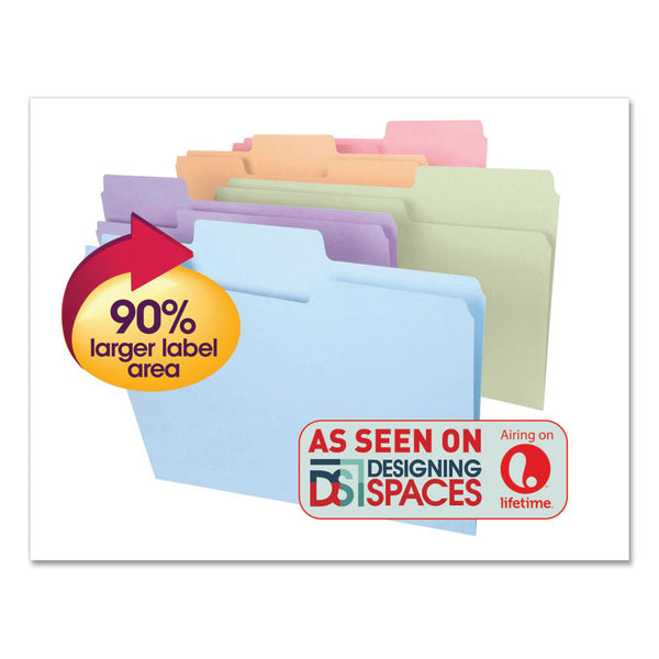 Smead™ SuperTab Colored File Folders, 1/3-Cut Tabs: Assorted, Legal Size, 0.75" Expansion, 11-pt Stock, Pastel Assortment, 100/Box (SMD11962)