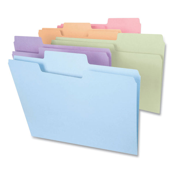 Smead™ SuperTab Colored File Folders, 1/3-Cut Tabs: Assorted, Legal Size, 0.75" Expansion, 11-pt Stock, Pastel Assortment, 100/Box (SMD11962)