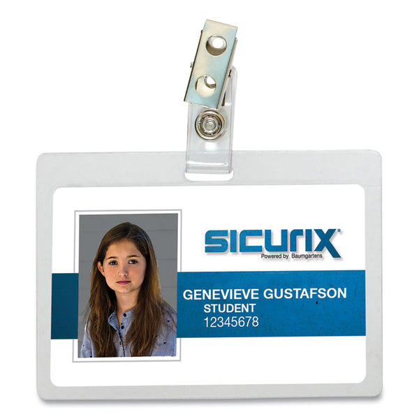 SICURIX® Self Laminating Badge Holder, Horizontal, 3.5 x 2.25, Clear, 25/Pack (SRXBAU62916)