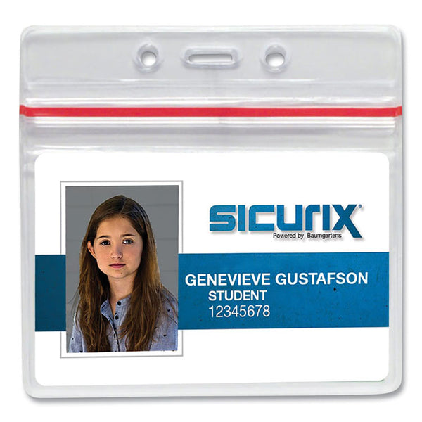 SICURIX® Sealable Cardholder, Horizontal, 3.75 x 2.62, Clear, 50/Pack (SRXBAU47830)