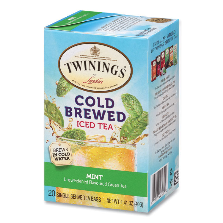 TWININGS® Cold Brew Iced Tea Bags, Mint, 0.07 oz Tea Bag, 20/Box (TWG51335) Box of 20