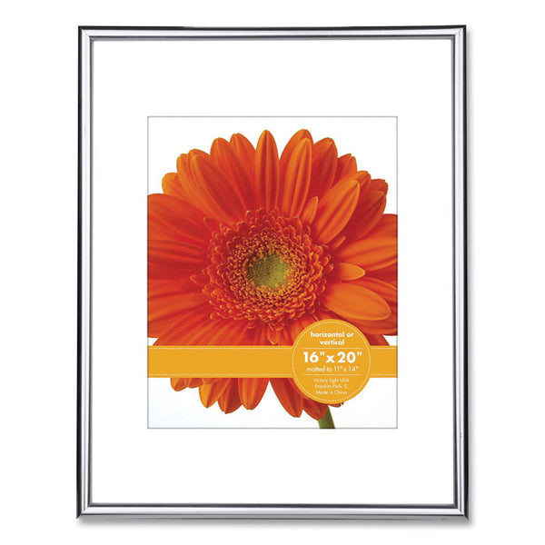 Victory Light Metallic Poster Frame with Mat, 11 x 14 Insert, Silver/Black (VLUVF2001B1620S) Each