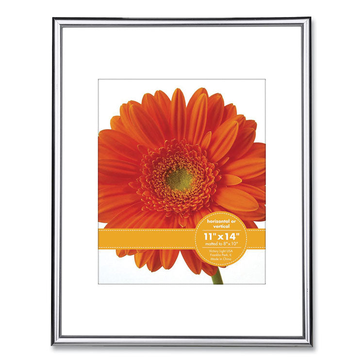 Victory Light Metallic Poster Frame with Mat, 8 x 10 Insert, Silver/Black (VLUVF2001B1114S) Each