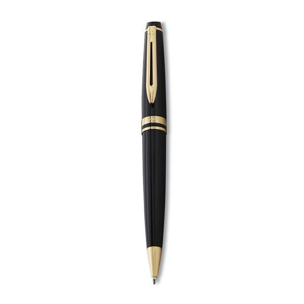 Waterman Expert Ballpoint Pen, Retractable, Medium 1 mm, Blue Ink, Black/Gold Barrel (WATS0951700)