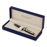 Waterman Expert Ballpoint Pen, Retractable, Medium 1 mm, Blue Ink, Black/Gold Barrel (WATS0951700)