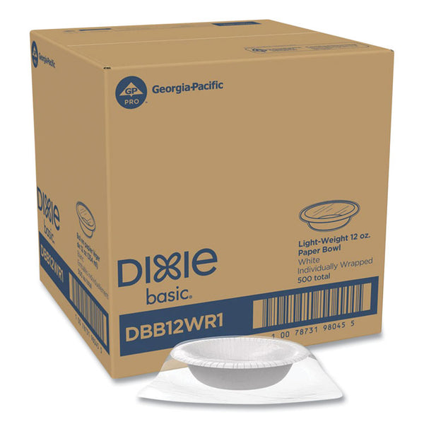 Dixie® Everyday Disposable Dinnerware, Individually Wrapped, Bowl, 12 oz, White, 500/Carton (DXEDBB12WR1)