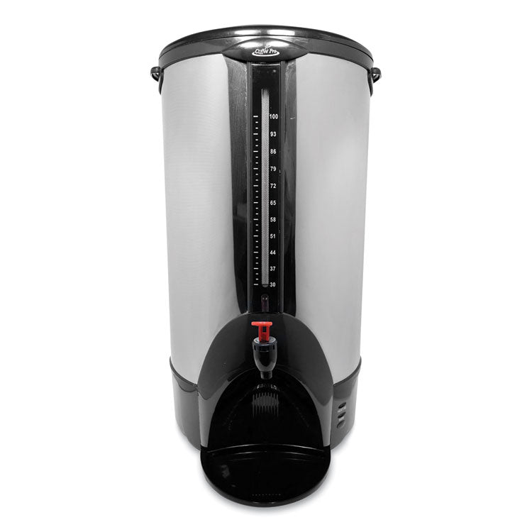 Coffee Pro Home/Business 100-Cup Double-Wall Percolating Urn, Stainless Steel (CFRCP100XX) Each