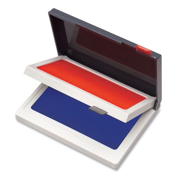 COSCO Two-Color Felt Stamp Pads, 4.25" x 3.75", Blue/Red (COS090429) Each