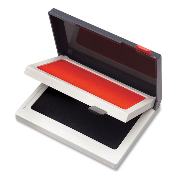 COSCO 2000 PLUS Two-Color Felt Stamp Pad Case, 4" x 2", Black/Red (CSC090468)
