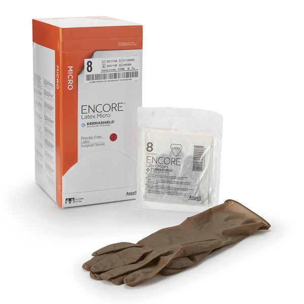 ENCORE® Latex Micro Surgical Glove Size 8 Sterile Latex Standard Cuff Length Micro-Textured Brown Chemo Tested (362179_CS) 200/CS