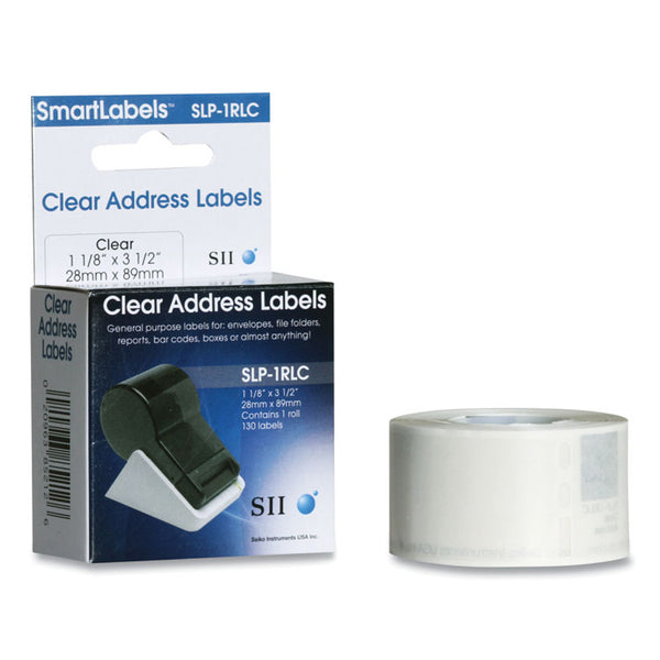 Seiko SLP-2RLC Self-Adhesive Address Labels, 1.12" x 3.5", Clear, 130 Labels/Roll, 2 Rolls/Box (SKPSLP2RLC) Box of 2 Rolls