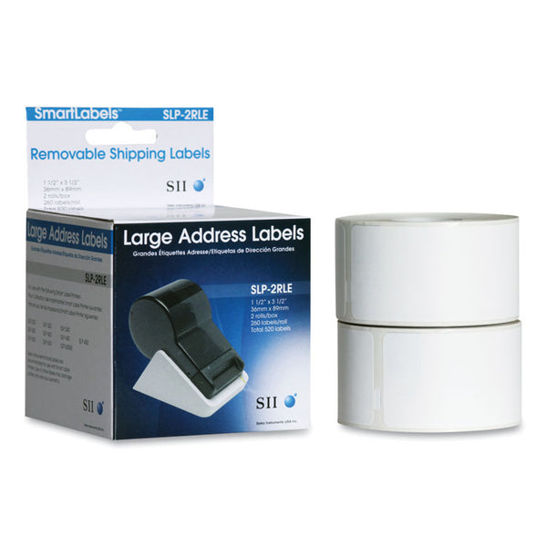 Seiko SLP-2RLE Self-Adhesive Large Address Labels, 1.5" x 3.5", White, 260 Labels/Roll, 2 Rolls/Box (SKPSLP2RLE) 2 Rolls