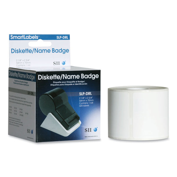 Seiko SLP-DRL Self-Adhesive Name Badge/Diskette Labels, 2.12" x 2.75", White, 320 Labels/Roll (SKPSLPDRL) 1 Roll
