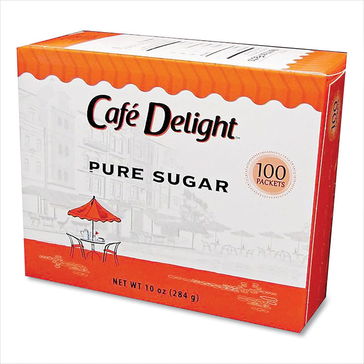 Café Delight Pure Sugar Packets, 0.10 oz Packet, 100 Packets/Box (DXC23310) Box of 100