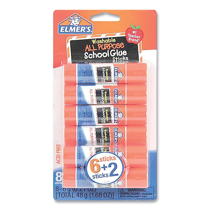 Elmer's Washable School Glue Sticks, 0.21 oz, Applies and Dries Clear, 8/Pack (EPIE5003E5004) Pack of 8