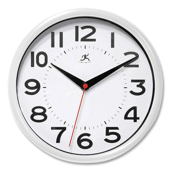 Infinity Instruments Metro Wall Clock, 9" Diameter, White Case, 1 AA (sold separately) (IFM14220WH3364) Each