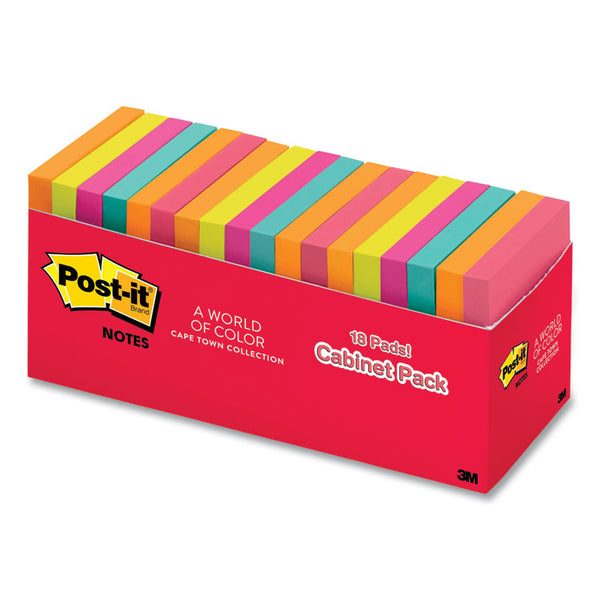 Post-it® Dispenser Notes Original Pop-up Refill Cabinet Pack, 3" x 3", Poptimistic Collection Colors, 100 Sheets/Pad, 18 Pads/Pack (MMMR33018CTCP)