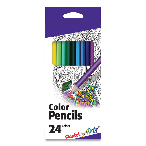 Pentel Arts® Color Pencils, 1.98 mm, H (#3), Assorted Lead and Barrel Colors, 24/Pack (PENCB824PK) Pack of 24