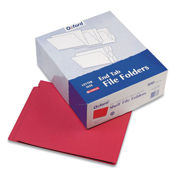 Pendaflex® Colored End Tab Folders with Reinforced Double-Ply Straight Cut Tabs, Letter Size, 0.75" Expansion, Red, 100/Box (PFXH110DR)