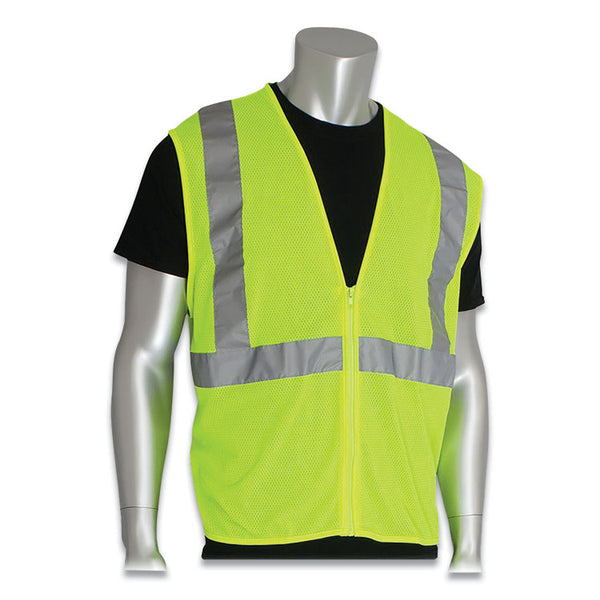 PIP Zipper Safety Vest, Large, Hi-Viz Lime Yellow (PID302MVGZLYL)