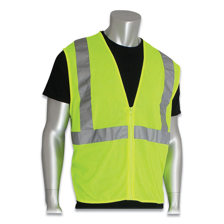 PIP Zipper Safety Vest, Large, Hi-Viz Lime Yellow (PID302MVGZLYL)