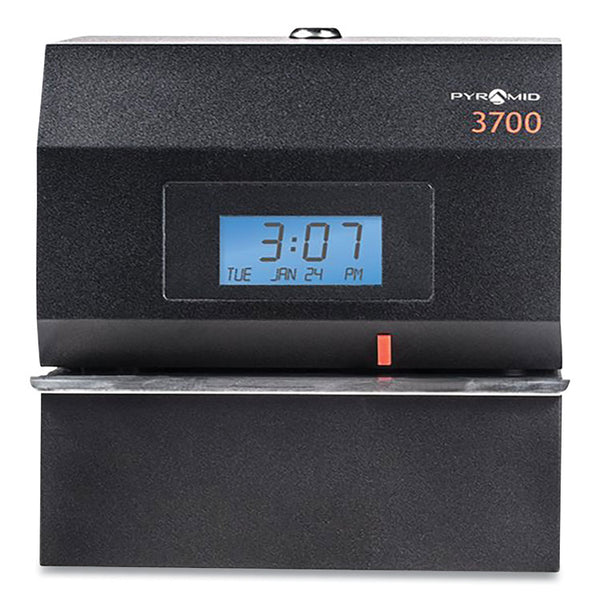 Pyramid Technologies 3700 Heavy-Duty Time Clock and Document Stamp, LCD Display, Black (PTI3700) Each