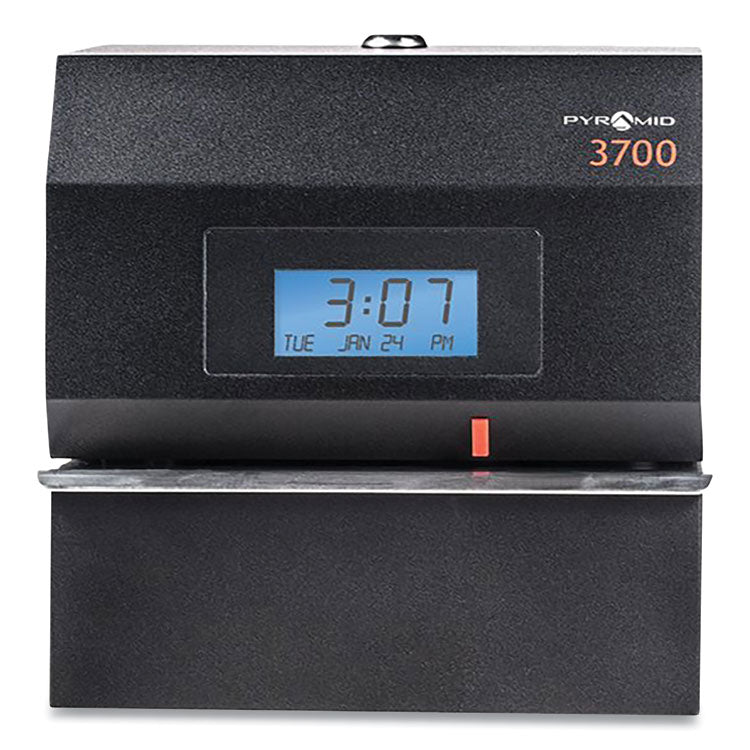 Pyramid Technologies 3700 Heavy-Duty Time Clock and Document Stamp, LCD Display, Black (PTI3700) Each