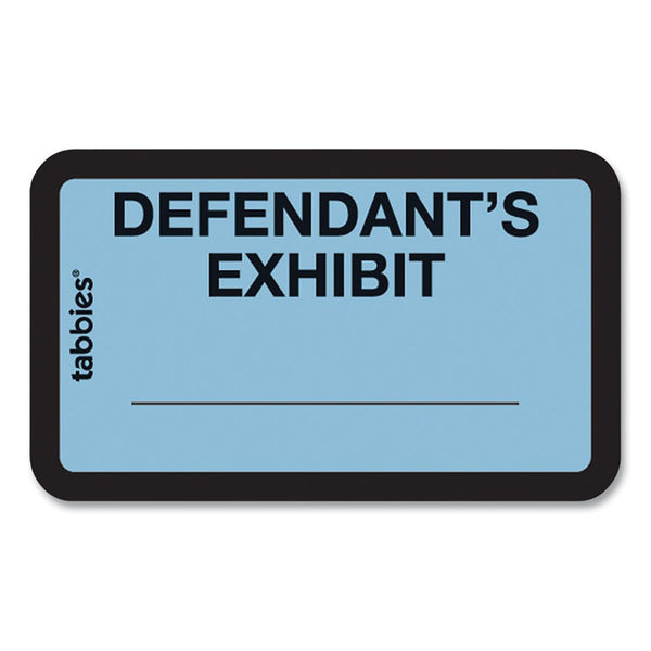 Tabbies® Legal Exhibit Labels, Defendant's Exhibit, 1.63 x 1, Blue, 9/Sheet, 28 Sheets/Pack, 252 Labels/Pack (TAB58093) Pack of 252