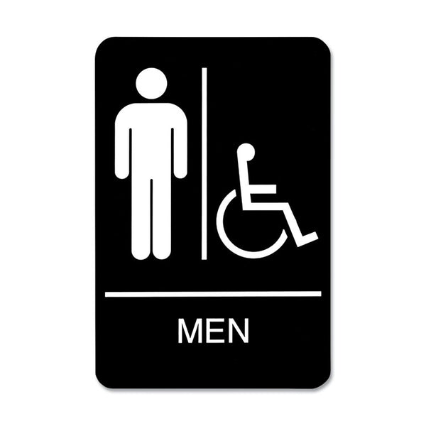 Headline® Sign ADA Sign, Men/Wheelchair Accessible Tactile Symbol, Plastic, 6 x 9, Black/White (USS9003) Each