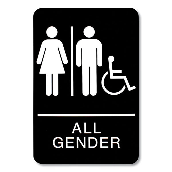 Headline® Sign ADA Sign, All Gender/Wheelchair Accessible Tactile Symbol, Plastic, 6 x 9, Black/White (USS9486) Each