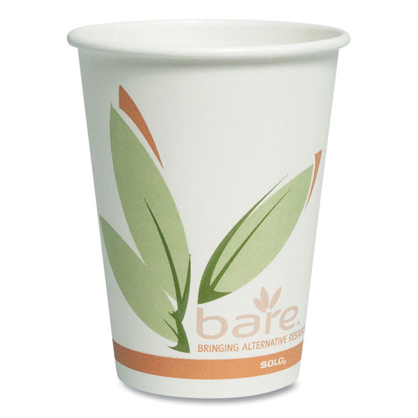 SOLO® Bare Eco-Forward Recycled Content PCF Paper Hot Cups, 12 oz, Green/White/Beige, 1,000/Carton (SCC412RCN)