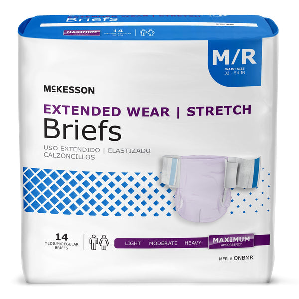 McKesson Extended Wear Unisex Adult Incontinence Brief Medium Disposable Heavy Absorbency (980310_CS) 56/CS