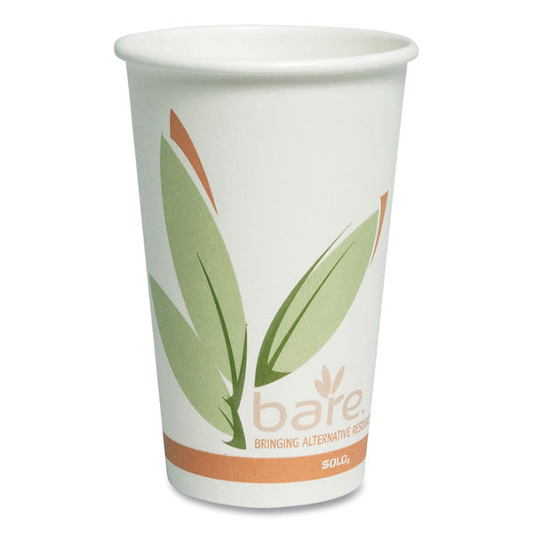 SOLO® Bare Eco-Forward Recycled Content PCF Paper Hot Cups, 16 oz, Green/White/Beige, 1,000/Carton (SCC316RC)