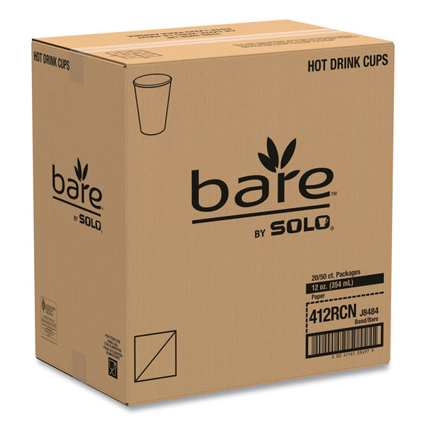 SOLO® Bare Eco-Forward Recycled Content PCF Paper Hot Cups, 12 oz, Green/White/Beige, 1,000/Carton (SCC412RCN)