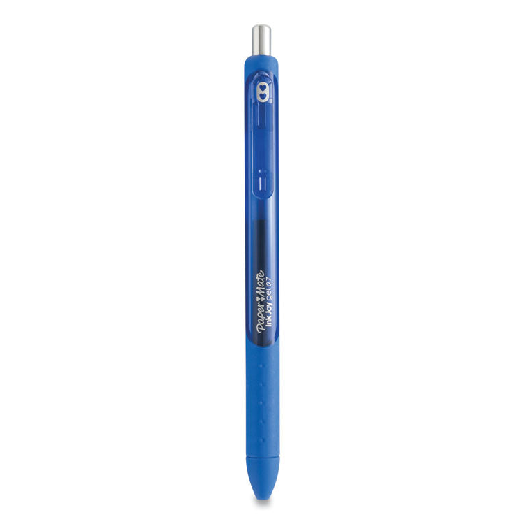 Paper Mate® InkJoy Gel Pen, Retractable, Medium 0.7 mm, Blue Ink, Blue Barrel, Dozen (PAP1951721)