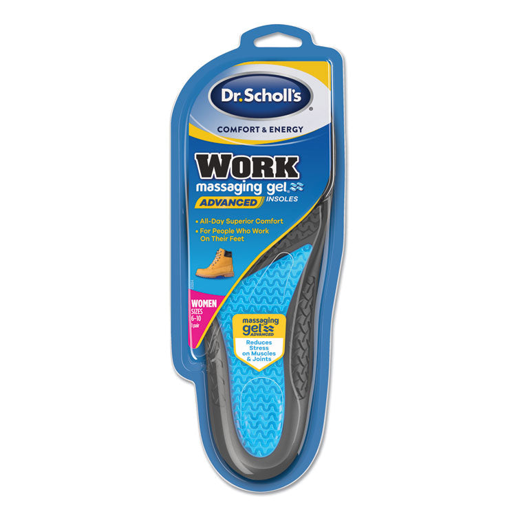 Dr. Scholl's® Comfort and Energy Work Massaging Gel Insoles, Women Sizes 6 to 11, Black/Blue, Pair (DSC59064) 1 Pair