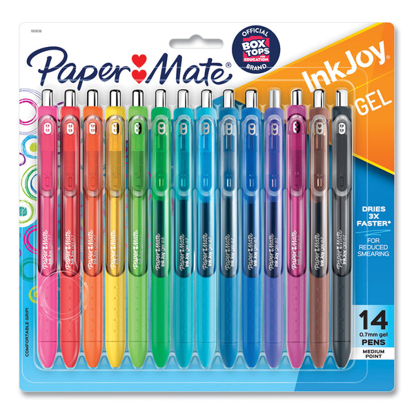 Papermate® InkJoy Gel Pen, Retractable, Medium 0.7 mm, Assorted Ink and Barrel Colors, 14/Pack (PAP1959302) Pack of 14