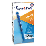 Paper Mate® InkJoy Gel Pen, Retractable, Medium 0.7 mm, Blue Ink, Blue Barrel, Dozen (PAP1951721)