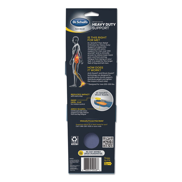 Dr. Scholl's® Pain Relief Orthotic Heavy Duty Support Insoles, Men Sizes 8 to 14, Gray/Blue/Orange/Yellow, Pair (DSC59048) 1 Pair
