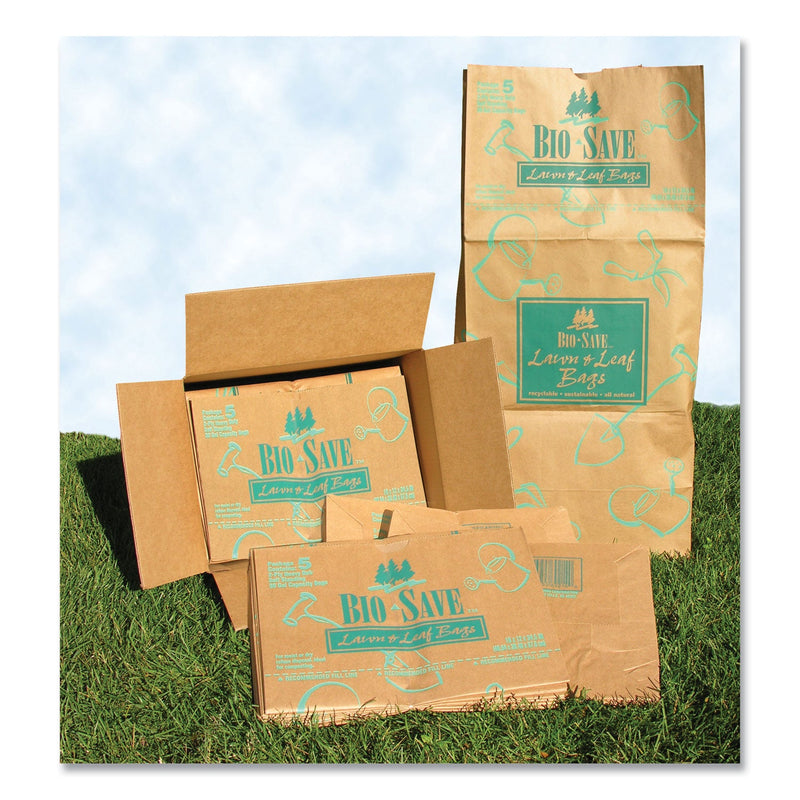 AJM Packaging Corporation Lawn and Leaf Bags, 30 gal, 1 mil, Brown Kraft, 50/Carton (AJMRBR30105NPCT) Case of 50
