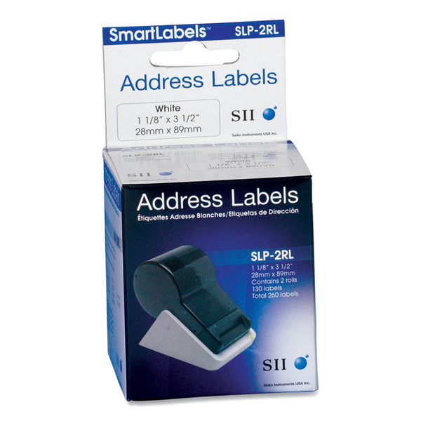Seiko SLP-2RL Self-Adhesive Address Labels, 1.12" x 3.5", White, 130 Labels/Roll, 2 Rolls/Box (SKPSLP2RL) 2 Rolls