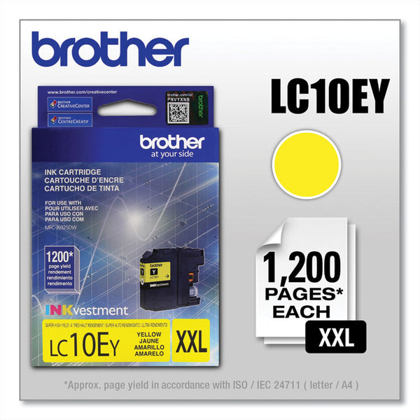 Brother LC10EY INKvestment Super High-Yield Ink, 1,200 Page-Yield, Yellow (BRTLC10EY)