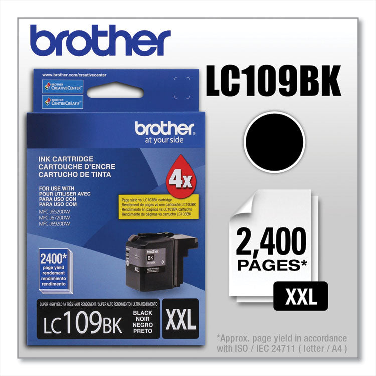 Brother LC109BK Innobella Super High-Yield Ink, 2,400 Page-Yield, Black (BRTLC109BK)