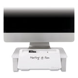 Quartet® Adjustable Height Desktop Glass Monitor Riser with Dry-Erase Board, 14 x 10.25 x 2.5 to 5.25, White, Supports 100 lb (QRTQ090GMRW01)