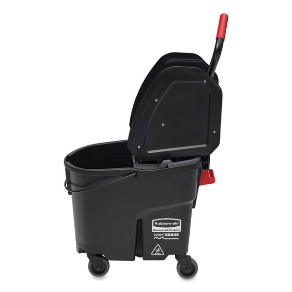 Rubbermaid® Commercial WaveBrake 2.0 Bucket/Wringer Combos, Down-Press, 35 qt, Plastic, Black (RCPFG1863898)